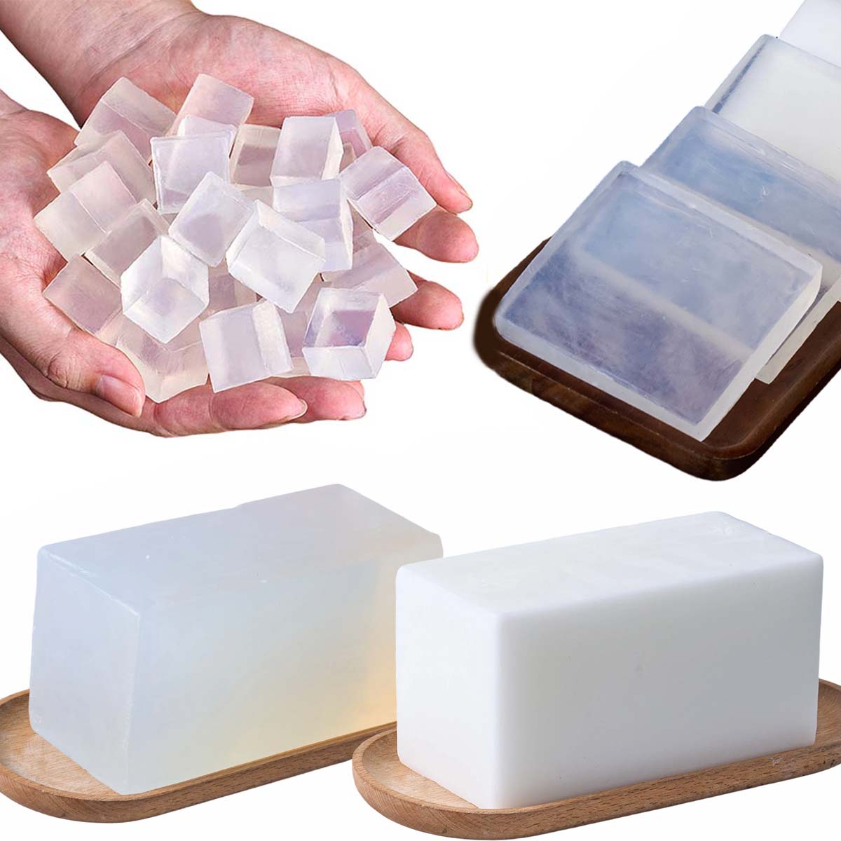 Soap Making Glycerin Base - 1000g Glycerin-Seifenbasis, DIY handgemachte Seifenbasis, transparent,