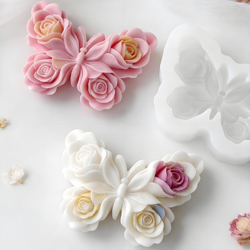 Soap Making Party - DIY Rosen-Schmetterling Silikonform Handgemachte Aroma-Kerzen Gips